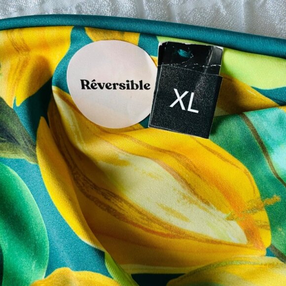 Etam Reversible Foldover ropical Splash Bikini Bottom XL w/Ties - Picture 3 of 10